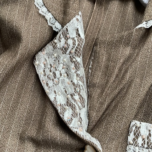 Lacy Afternoon by Shell Kepler Vintage 80s Lace Suit Jacket Shoulder Pads Sz 1X - Picture 8 of 8